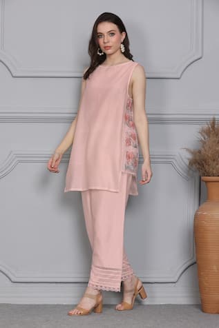 Midori By Sgv Cutwork Embroidered Panel Kurta With Pant 