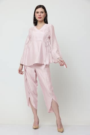 Midori By Sgv Nora Floral Embroidered Angrakha With Pant 