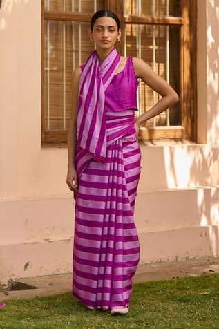 Surmaye Solo Symphony Stripe Pattern Saree 