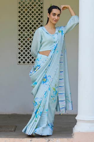 Surmaye Aura Stripe Border Handwoven Saree 