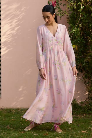 Surmaye Rejoice Magnolia Hand Painted Dress 