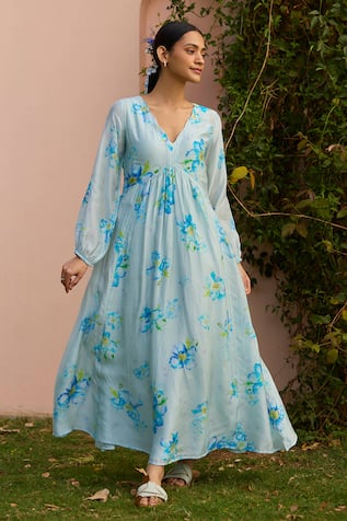 Surmaye Rejoice Poppy Floral Hand Painted Dress 