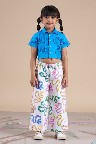 LIL DRAMA Cotton Shirt & Printed Pant Set 