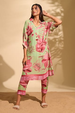 Whimsical By Shica x AZA Floral Print Kurta & Pant Set 