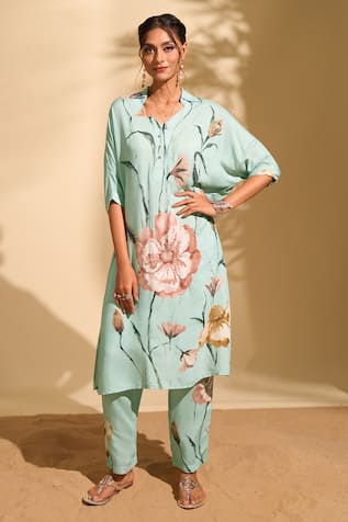 Whimsical By Shica x AZA Flower Print Kurta & Pant Set 