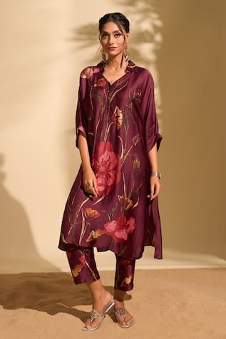 Whimsical By Shica x AZA Big Floral Print Kurta & Pant Set 