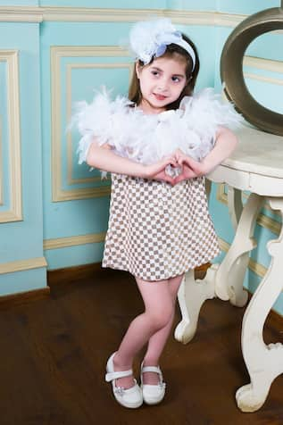 Hoity Moppet Feather Neckline Embellished Dress 