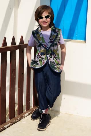 Hoity Moppet Jungle Safari Woven Waistcoat & Capri Pant Set 