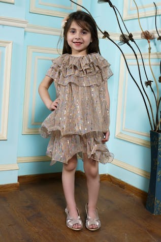 Hoity Moppet Mystery Sequin Embroidered Ruffle Dress 