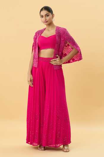 Mukta Sabharwal Petunia Garden Embellished Cape Sharara Set 