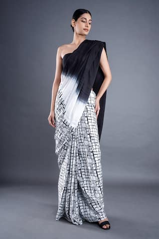 ATBW Checkered Print Ombre Saree 