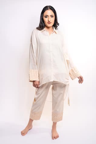 Anmol Kakad Sleeve Applique Embroidered Shirt & Pant Set 