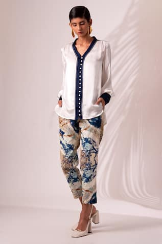 Madder Much Benita Back Cut Out Top With Printed Trouser 