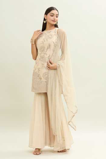 Shreeka Gardenia Chintz Embroidered Kurti Gharara Set 