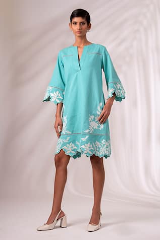 Madder Much Mason Gardenia Cut Work Embroidered Dress 