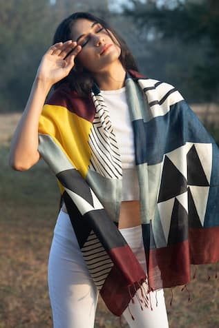 Hand Block Printed Silk Scarf 
