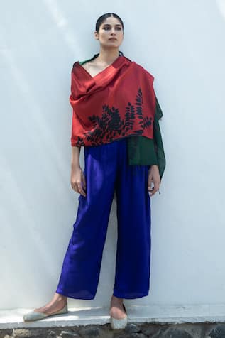 Silk Colorblock Woven Scarf 