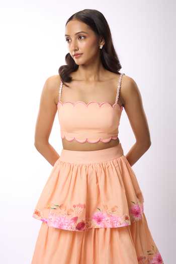 Verano By Tanya Amelia Scallop Edge Embroidered Crop Top 