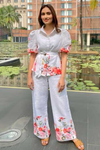 Verano By Tanya Aria Blossom Print Shirt With Belt 