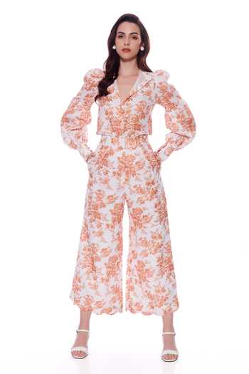 Verano By Tanya Magnolia Floral Print Linen Trouser 