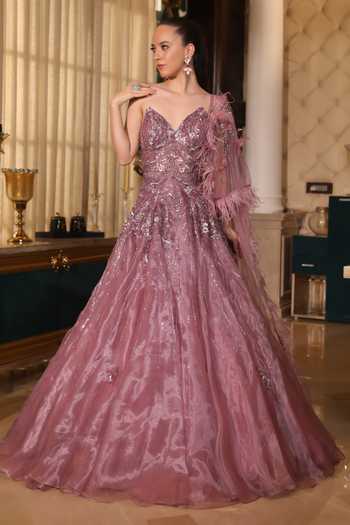 Presto Couture Silk Organza Embroidered Gown 