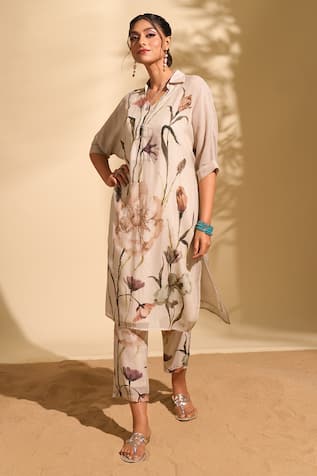 Whimsical By Shica x AZA Big Flower Print Kurta & Pant Set 