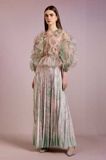 Pankaj & Nidhi Cypress Floral Print Maxi Dress 