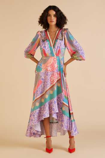 Pankaj & Nidhi Ornament Floral Print Frill Dress 