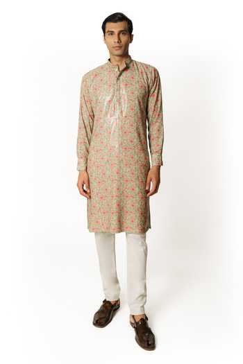Rabani & Rakha Floral Print Embroidered Kurta & Pant Set 