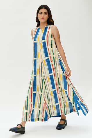 Rias Jaipur Stripe Print Dress 