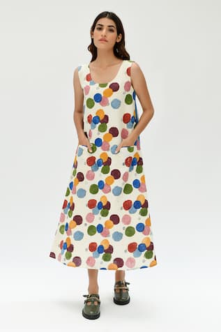 Rias Jaipur Polka Dot Print Dress 