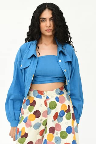 Rias Jaipur Solid Cropped Jacket 