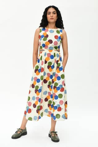 Rias Jaipur Printed Cut-Out Dress 