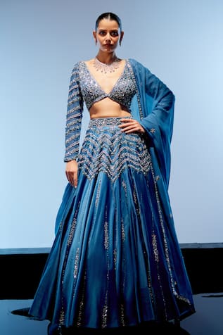 Miku Kumar Geometric Embroidered Lehenga Set 