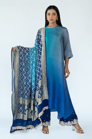 Meghna Panchmatia Ombre Kurta With Bandhej Banarasi Dupatta 