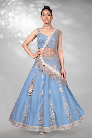 Anita Kanwal Embellished Cape Lehenga Set 