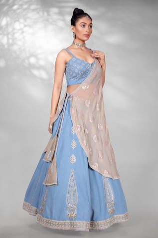 Anita Kanwal Sequin Embellished Cape Lehenga Set 