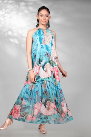 Anita Kanwal Floral Digital Print Maxi Dress 