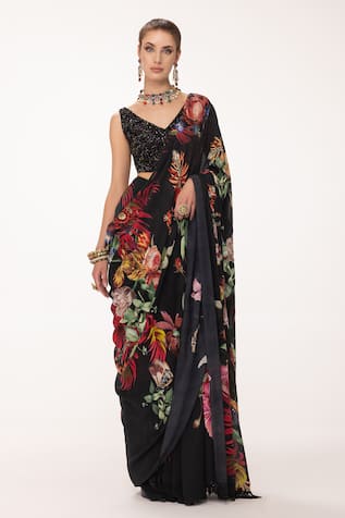 EEKSHA Floral Print Saree With Blouse 