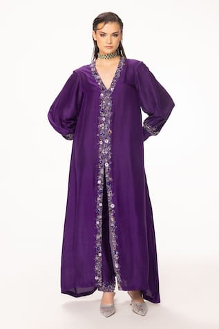 EEKSHA Placket Embroidered Dress & Pant Set 