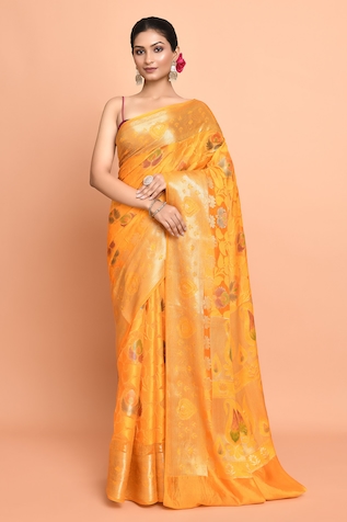 Nazaakat by Samara Singh Paisley Garden Woven Saree With Running Blouse