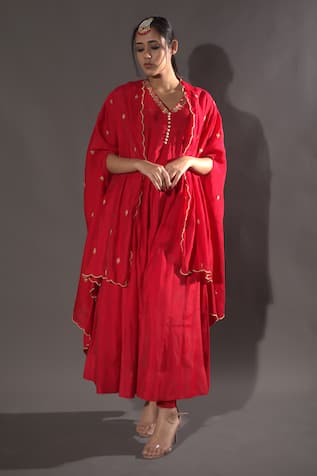 VikaByArvindAmpula Embroidered Shrug With Anarkali Set 