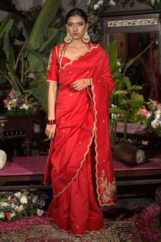 VikaByArvindAmpula Chanderi Embroidered Saree With Blouse 