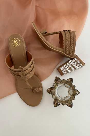 PREET KAUR Aurum Hand Embellished Kolhapuri Heels 