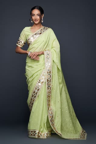 Gulabo By Abu Sandeep Barfi Pattern Bordered Saree 