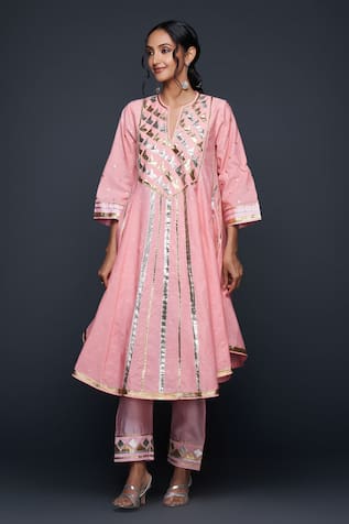 Gulabo by Abu Sandeep Gota Applique Embroidered Flared Kurta 