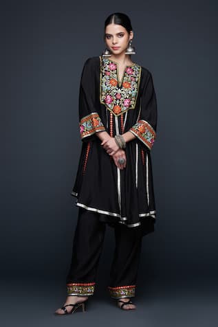 Gulabo by Abu Sandeep Floral Embroidered High-Low Kurta 