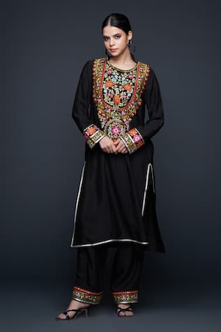 Gulabo by Abu Sandeep Floral Embroidered Mirrorwork Kurta 