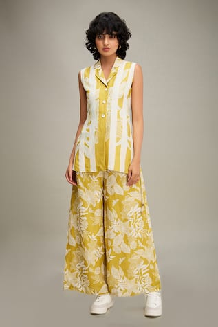 Soup by Sougat Paul Ahyana Printed Top & Flared Pant Set 