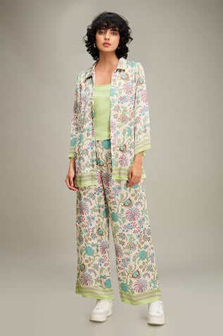 Soup by Sougat Paul Mehr Floral Print Jacket Pant Set 